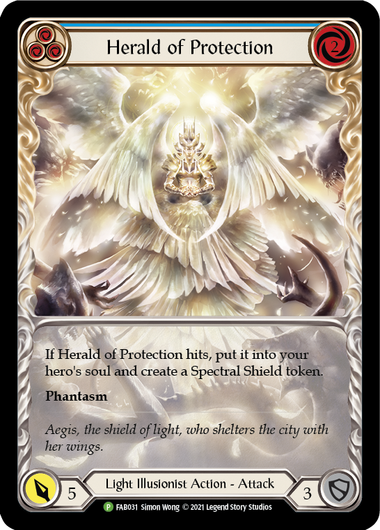 Herald of Protection (Blue Extended Art) [FAB031] (Promo)  Rainbow Foil | Magic Magpie