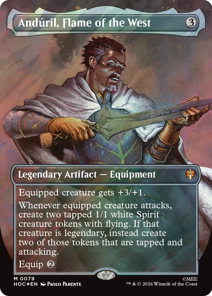Anduril, Flame of the West (Borderless) (Surge Foil) [The Hobbit: Eternal-Legal] | Magic Magpie