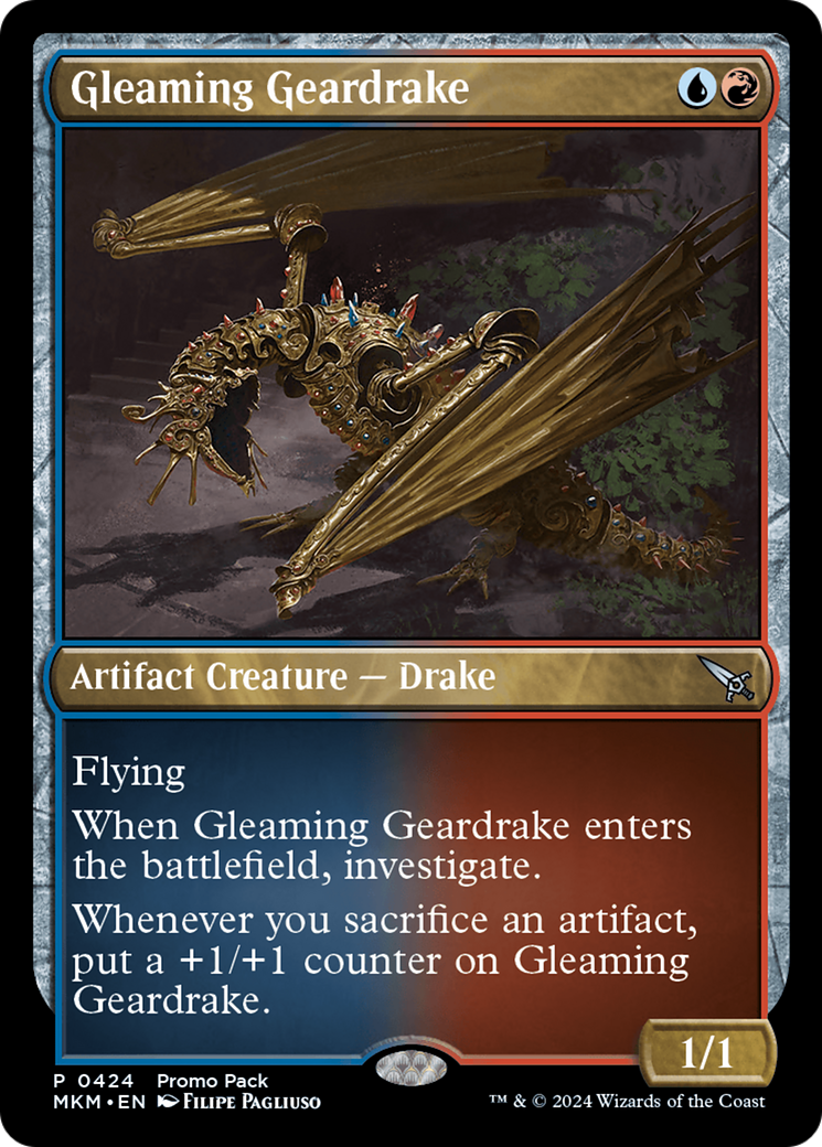Gleaming Geardrake (Promo Pack) [Murders at Karlov Manor Promos] | Magic Magpie