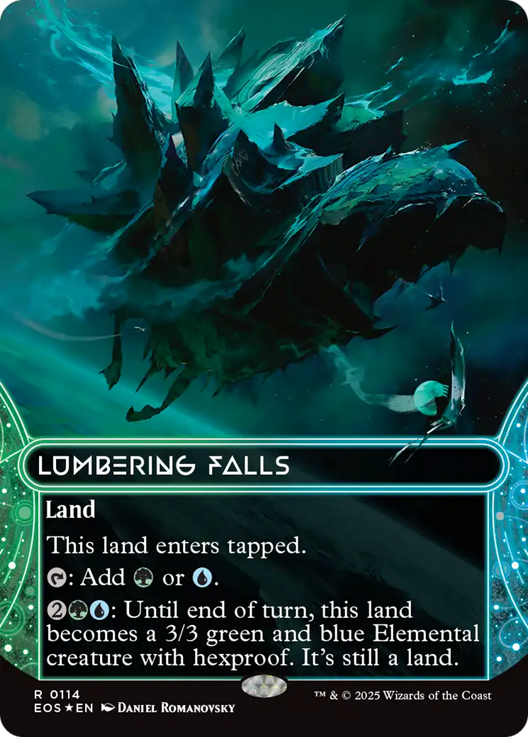 Lumbering Falls (0114) (Borderless) (Galaxy Foil) [Edge of Eternities: Stellar Sights] | Magic Magpie