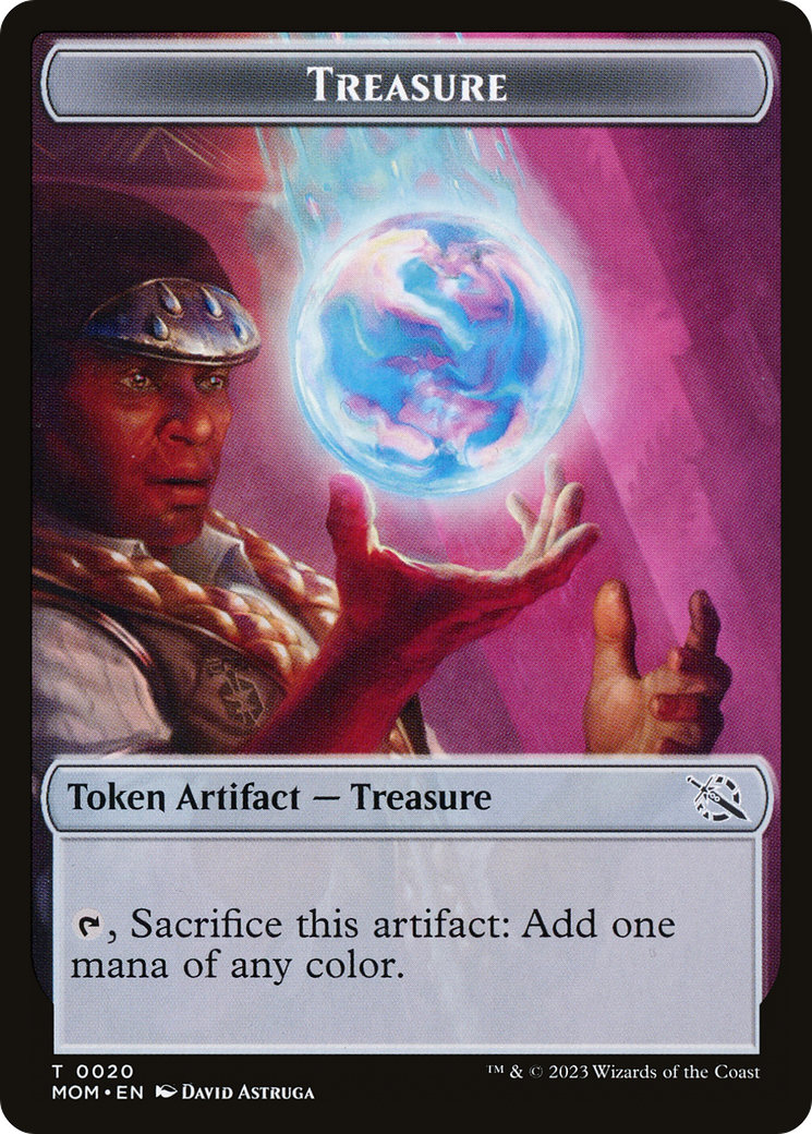 Treasure (20) // Teferi Akosa of Zhalfir Emblem Double-Sided Token [March of the Machine Tokens] | Magic Magpie