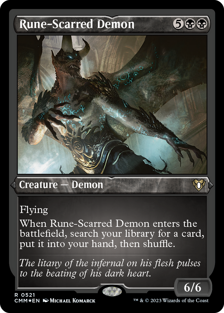 Rune-Scarred Demon (Foil Etched) [Commander Masters] | Magic Magpie