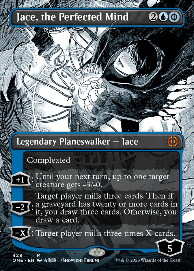 Jace, the Perfected Mind (Borderless Manga Step-and-Compleat Foil) [Phyrexia: All Will Be One] | Magic Magpie