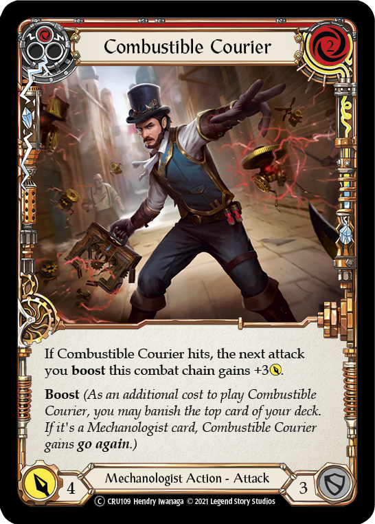 Combustible Courier (Red) (Rainbow Foil) [U-CRU109-RF] Unlimited Rainbow Foil | Magic Magpie