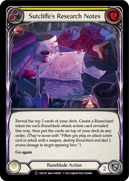 Sutcliffe's Research Notes (Yellow) [U-CRU155] Unlimited Normal | Magic Magpie