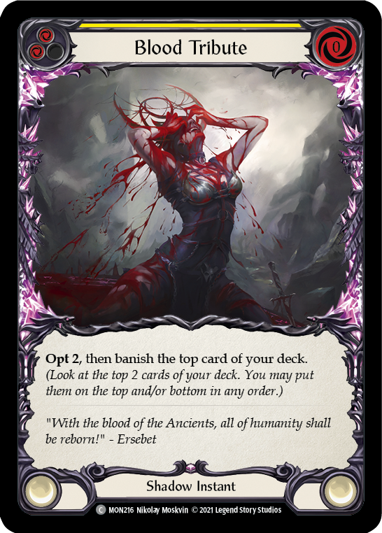Blood Tribute (Yellow) [MON216] 1st Edition Normal | Magic Magpie