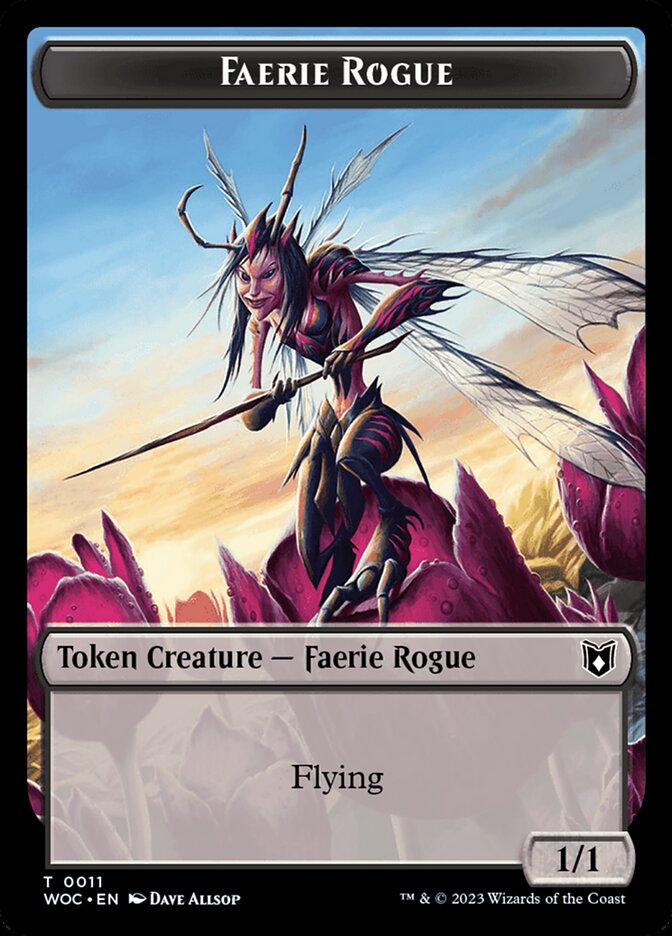 Faerie Rogue // Faerie (0011) Double-Sided Token [Wilds of Eldraine Commander Tokens] | Magic Magpie