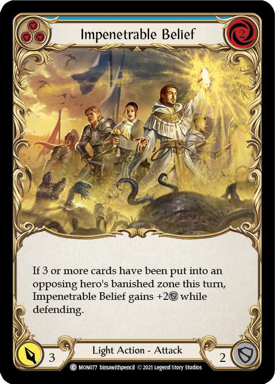 Impenetrable Belief (Blue) (Rainbow Foil) [MON077-RF] 1st Edition Rainbow Foil | Magic Magpie