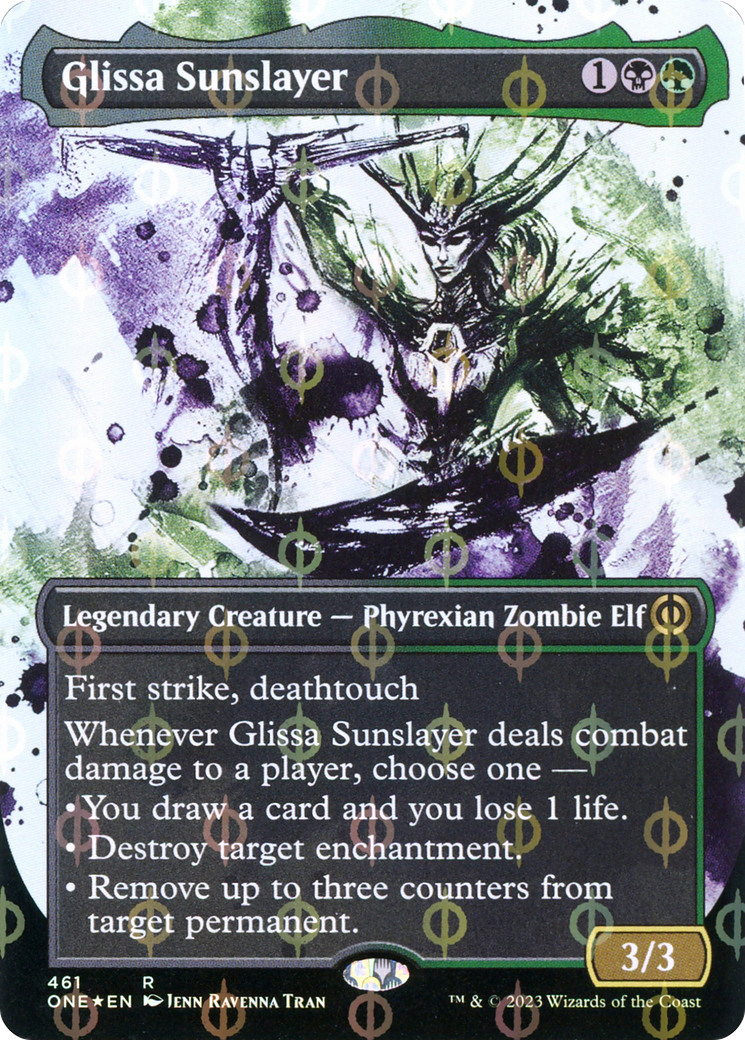 Glissa Sunslayer (Borderless Ichor Step-and-Compleat Foil) [Phyrexia: All Will Be One] | Magic Magpie