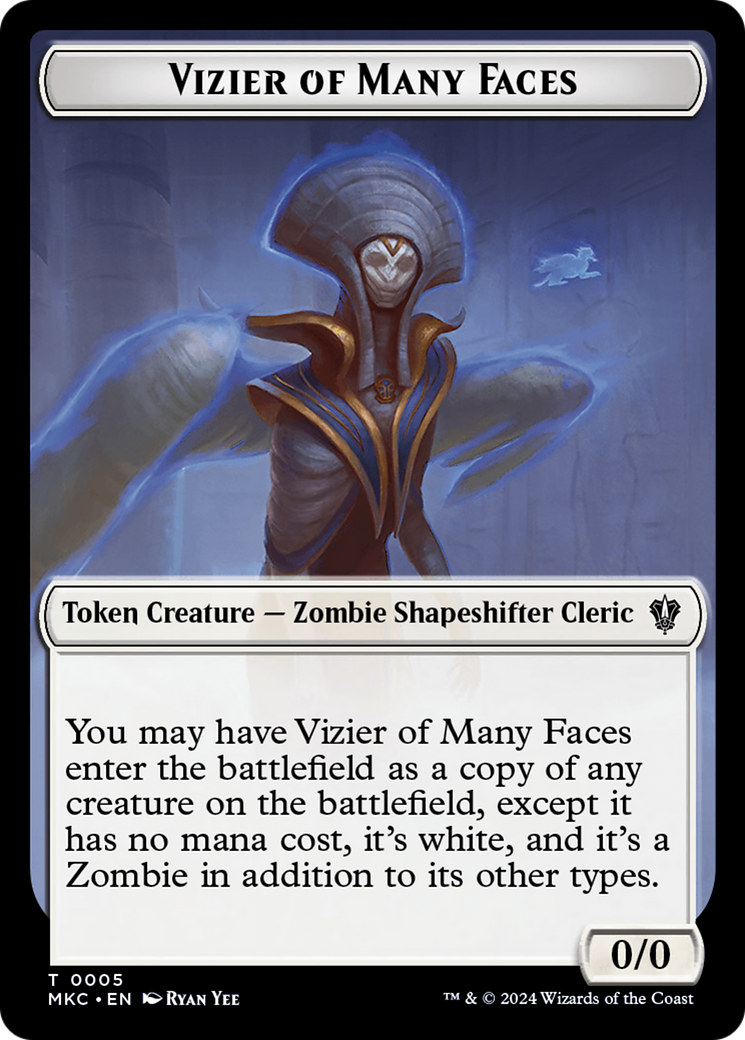 Vizier of Many Faces // Zombie Double-Sided Token [Murders at Karlov Manor Commander Tokens] | Magic Magpie