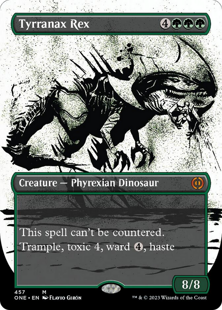 Tyrranax Rex (Borderless Ichor Step-and-Compleat Foil) [Phyrexia: All Will Be One] | Magic Magpie