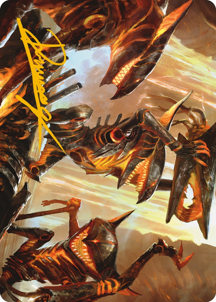 Gleeful Demolition Art Card (Gold-Stamped Signature) [Phyrexia: All Will Be One Art Series] | Magic Magpie