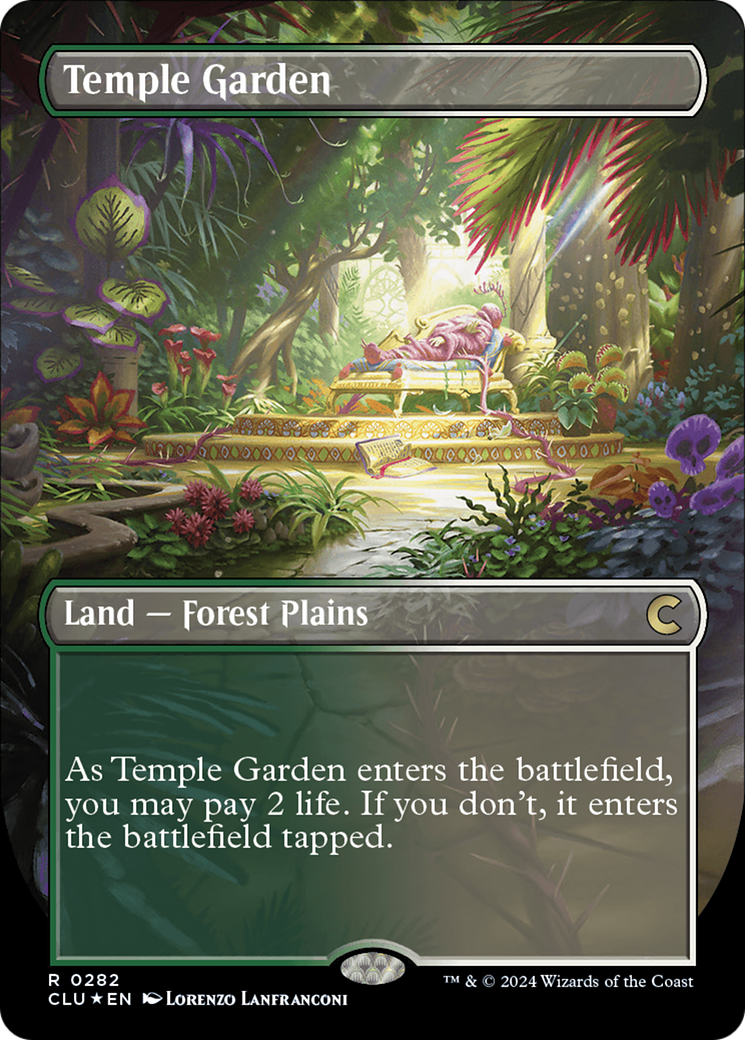 Temple Garden (Borderless) [Ravnica: Clue Edition] | Magic Magpie