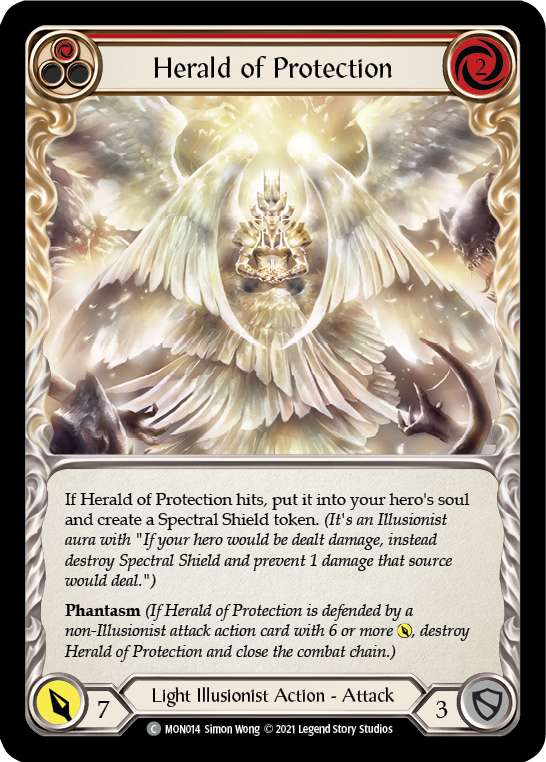 Herald of Protection (Red) (Rainbow Foil) [MON014-RF] 1st Edition Rainbow Foil | Magic Magpie