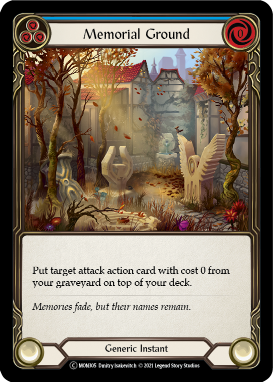 Memorial Ground (Blue) (Rainbow Foil) [U-MON305-RF] Unlimited Rainbow Foil | Magic Magpie