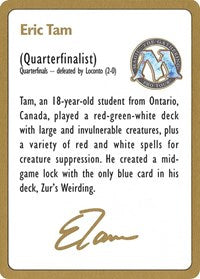 1996 Eric Tam Biography Card [World Championship Decks] | Magic Magpie