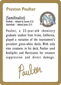 1996 Preston Poulter Biography Card [World Championship Decks] | Magic Magpie
