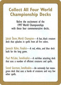 1997 World Championship Advertisement Card [World Championship Decks] | Magic Magpie