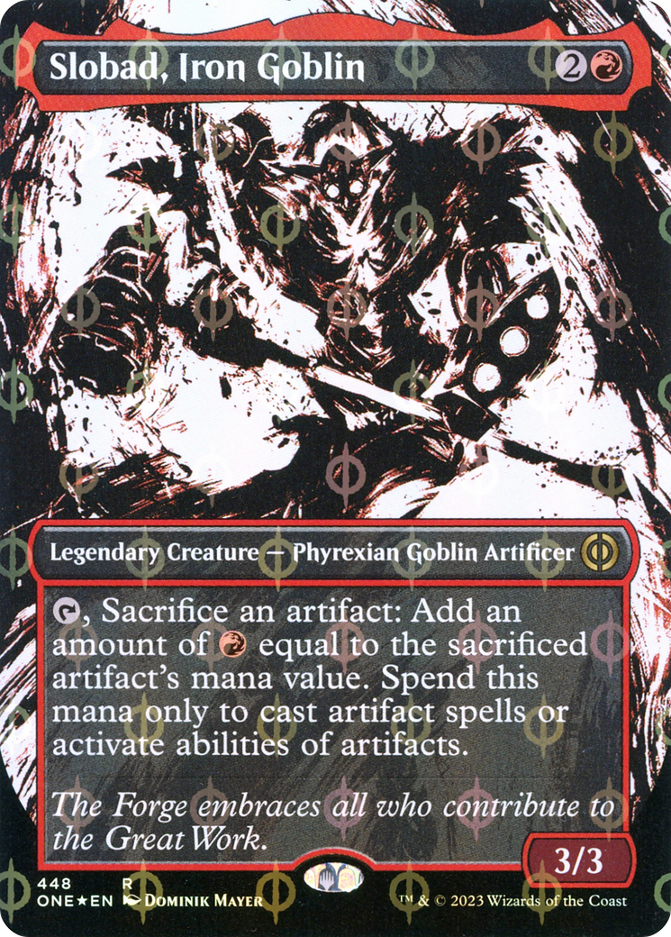 Slobad, Iron Goblin (Borderless Ichor Step-and-Compleat Foil) [Phyrexia: All Will Be One] | Magic Magpie