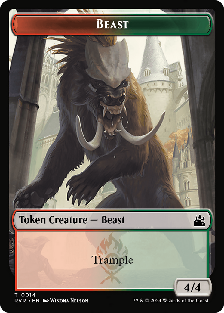 Goblin (0008) // Beast Double-Sided Token [Ravnica Remastered Tokens] | Magic Magpie