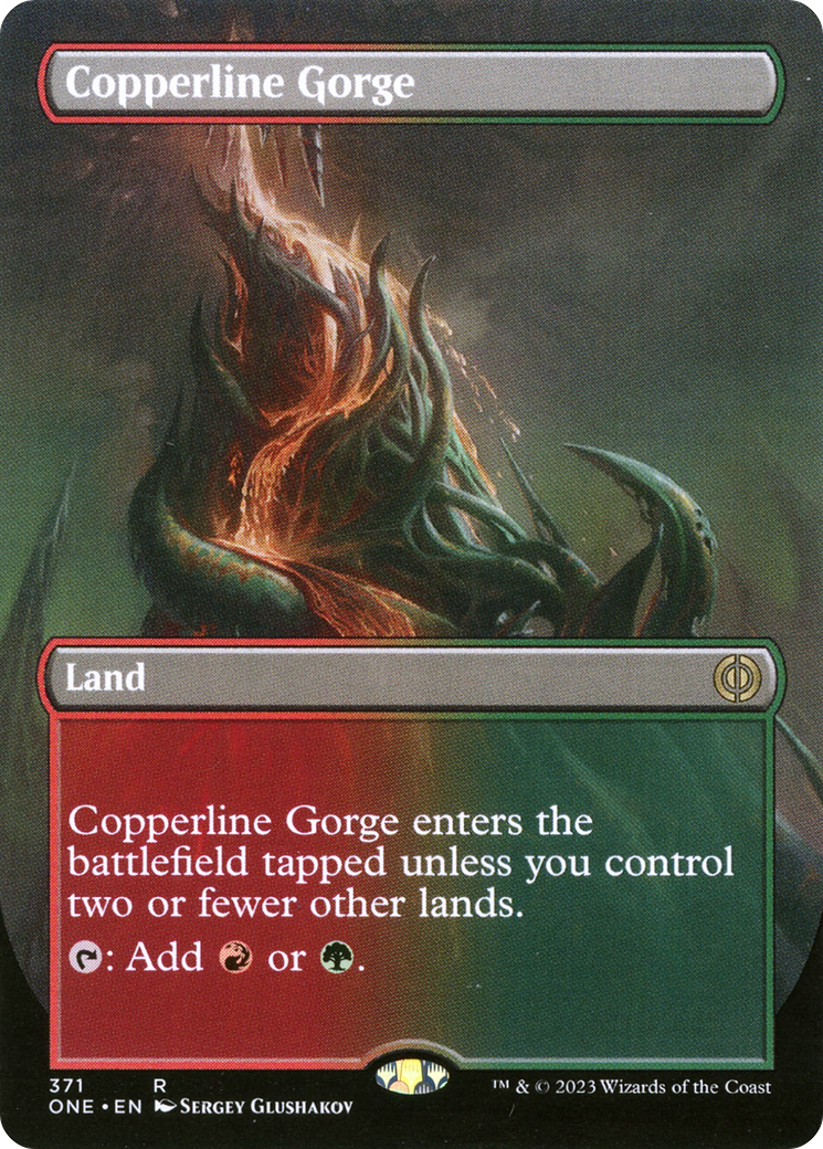 Copperline Gorge (Borderless Alternate Art) [Phyrexia: All Will Be One] | Magic Magpie