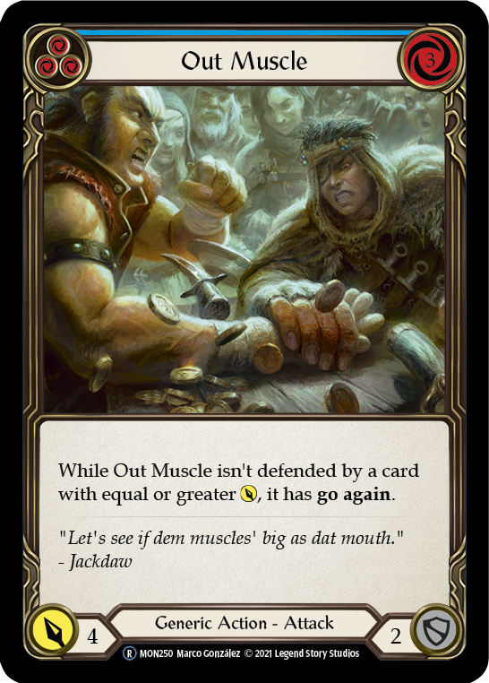 Out Muscle (Blue) (Rainbow Foil) [U-MON250-RF] Unlimited Rainbow Foil | Magic Magpie