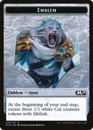 Emblem - Ajani, Adversary of Tyrants [Core Set 2019 Tokens] | Magic Magpie