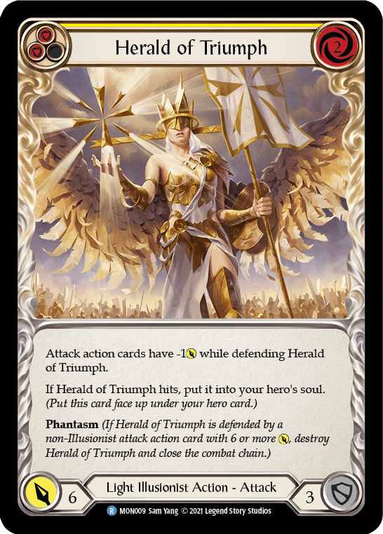 Herald of Triumph (Yellow) (Rainbow Foil) [MON009-RF] 1st Edition Rainbow Foil | Magic Magpie