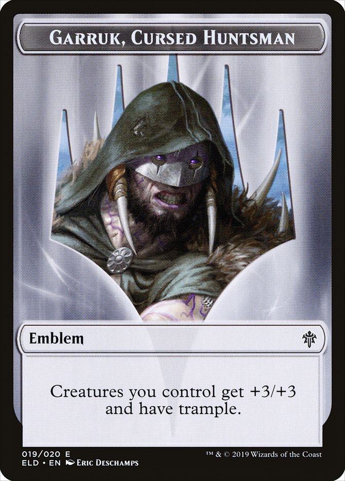 Garruk, Cursed Huntsman Emblem [Throne of Eldraine Tokens] | Magic Magpie