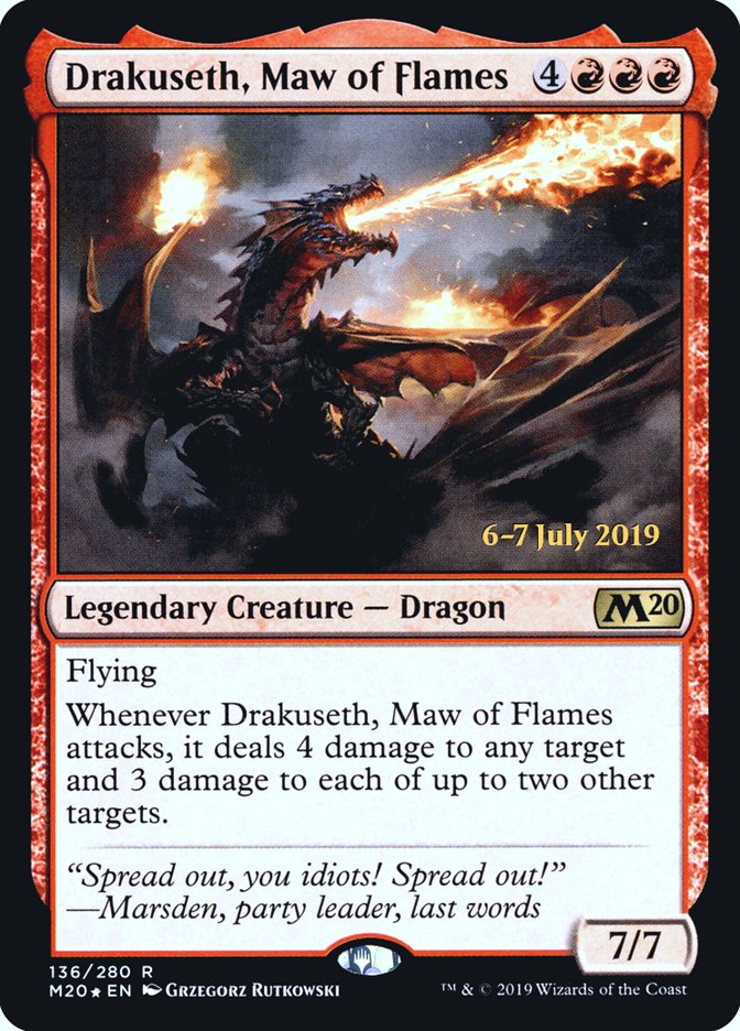 Drakuseth, Maw of Flames  [Core Set 2020 Prerelease Promos] | Magic Magpie