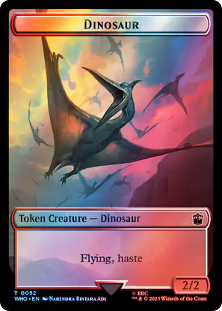 Warrior // Dinosaur Double-Sided Token (Surge Foil) [Doctor Who Tokens] | Magic Magpie