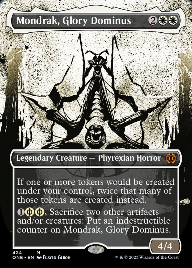 Mondrak, Glory Dominus (Borderless Ichor Step-and-Compleat Foil) [Phyrexia: All Will Be One] | Magic Magpie