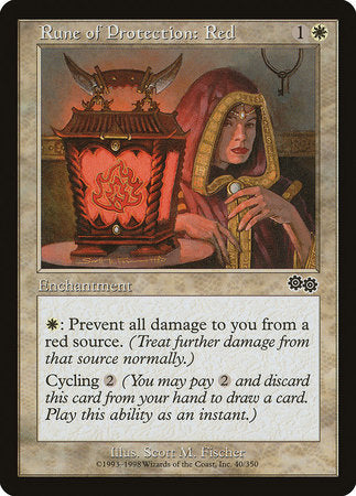 Rune of Protection: Red [Urza's Saga] | Magic Magpie