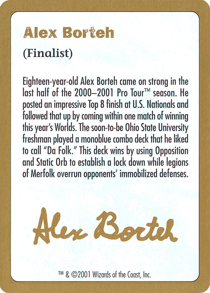 Alex Borteh Bio [World Championship Decks 2001] | Magic Magpie