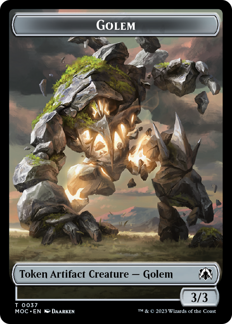 Golem // Clue Double-Sided Token [March of the Machine Commander Tokens] | Magic Magpie