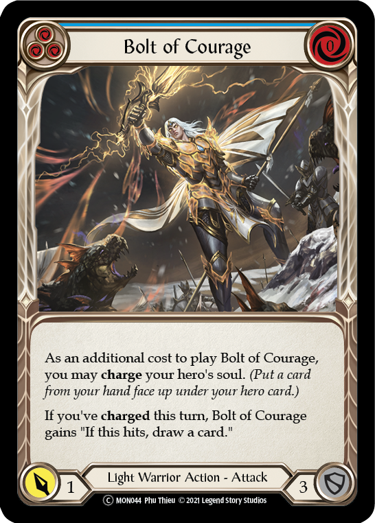 Bolt of Courage (Blue) (Rainbow Foil) [U-MON044-RF] Unlimited Rainbow Foil | Magic Magpie