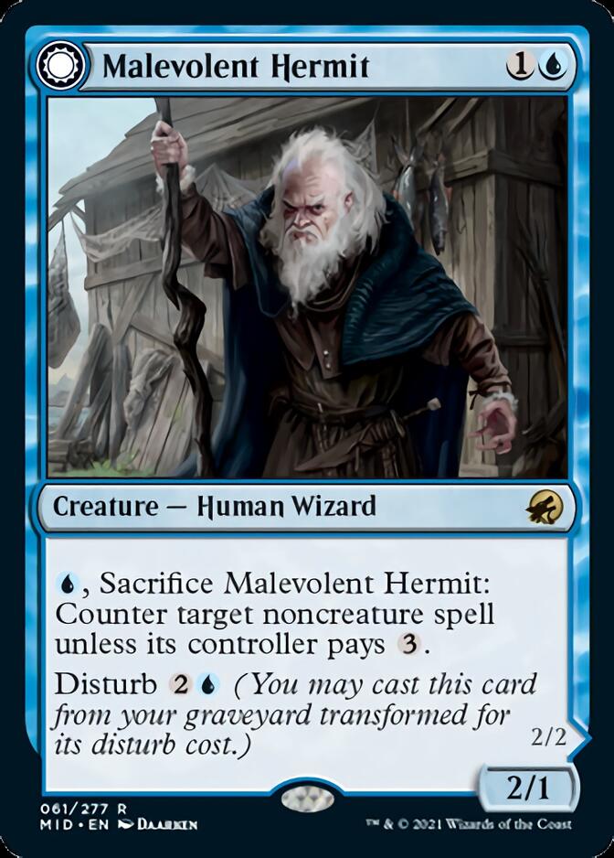 Malevolent Hermit // Benevolent Geist [Innistrad: Midnight Hunt] | Magic Magpie