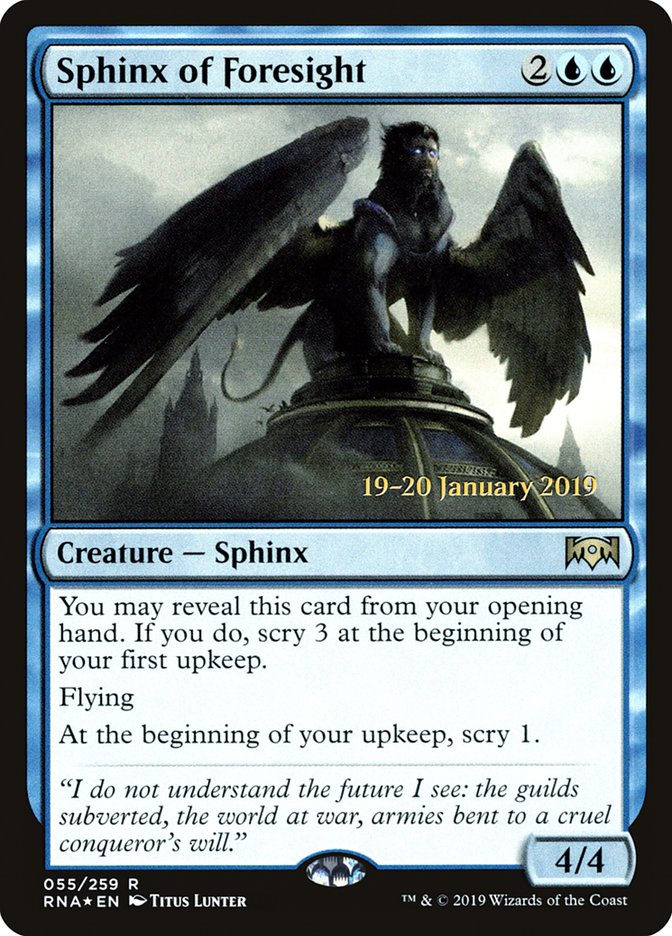 Sphinx of Foresight [Ravnica Allegiance Prerelease Promos] | Magic Magpie