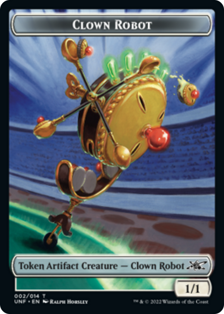 Clown Robot (002) // Food (011) Double-sided Token [Unfinity Tokens] | Magic Magpie