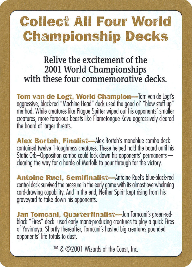 2001 World Championships Ad [World Championship Decks 2001] | Magic Magpie