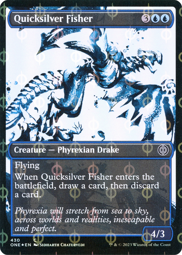 Quicksilver Fisher (Showcase Ichor Step-and-Compleat Foil) [Phyrexia: All Will Be One] | Magic Magpie
