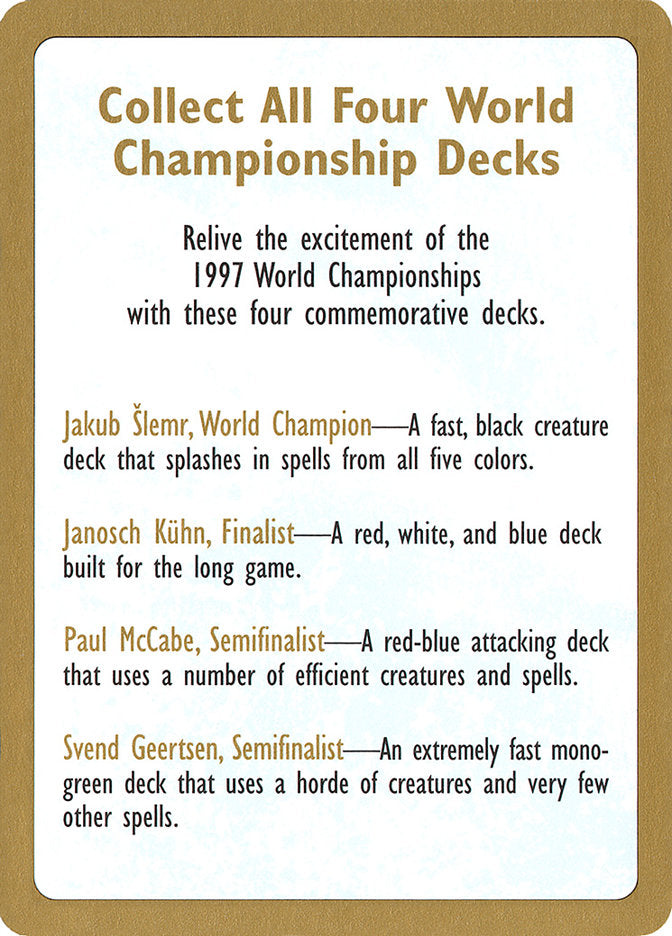 1997 World Championships Ad [World Championship Decks 1997] | Magic Magpie