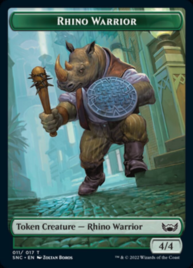Cat // Rhino Warrior Double-sided Token [Streets of New Capenna Tokens] | Magic Magpie