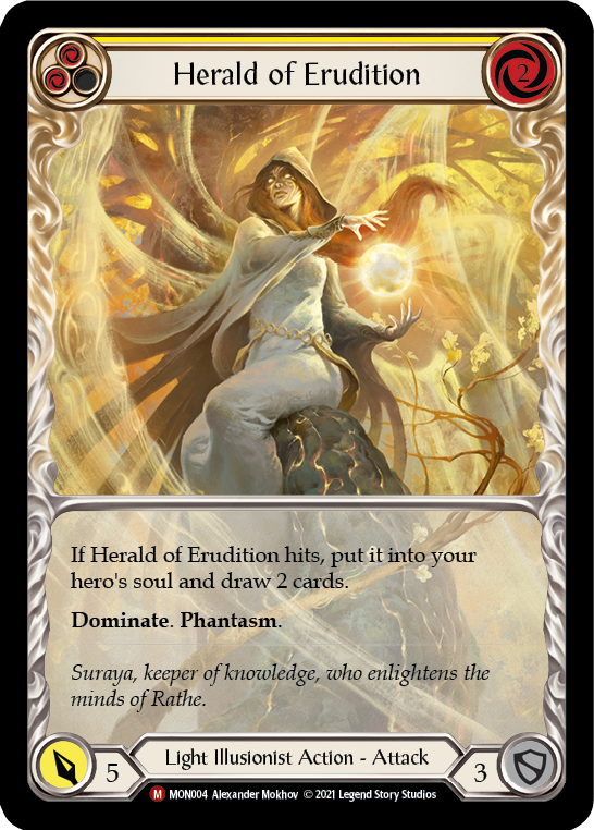Herald of Erudition (Extended Art Rainbow Foil) [MON004-EA] 1st Edition Rainbow Foil | Magic Magpie