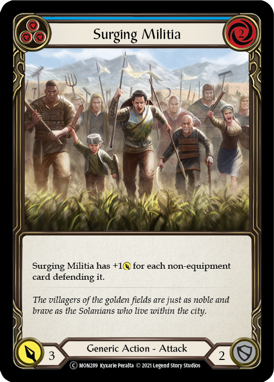 Surging Militia (Blue) (Rainbow Foil) [U-MON289-RF] Unlimited Rainbow Foil | Magic Magpie
