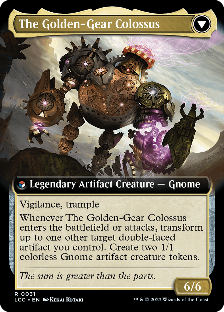 Tetzin, Gnome Champion // The Golden-Gear Colossus (Extended Art) [The Lost Caverns of Ixalan Commander] | Magic Magpie