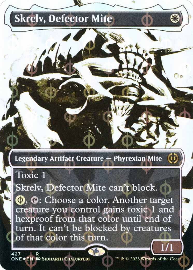 Skrelv, Defector Mite (Borderless Ichor Step-and-Compleat Foil) [Phyrexia: All Will Be One] | Magic Magpie