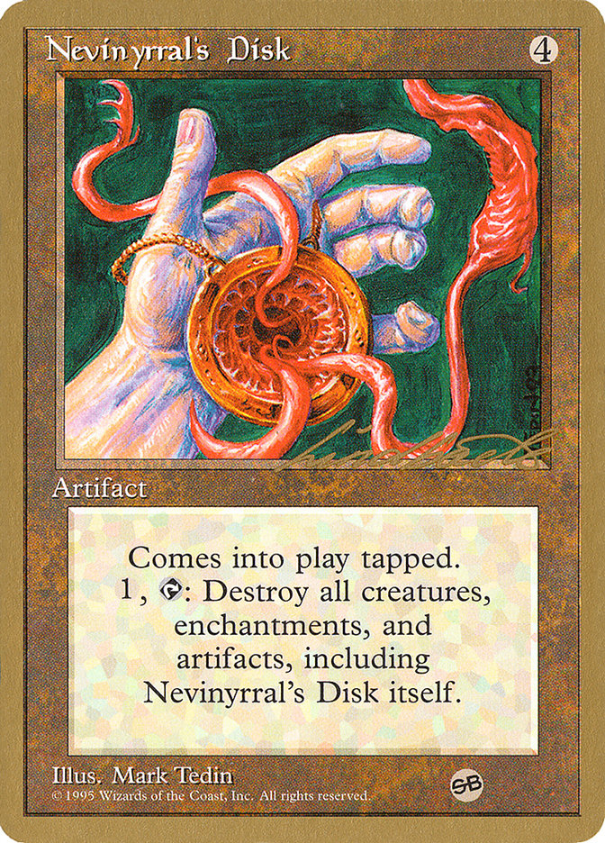 Nevinyrral's Disk (Leon Lindback) (SB) [Pro Tour Collector Set] | Magic Magpie