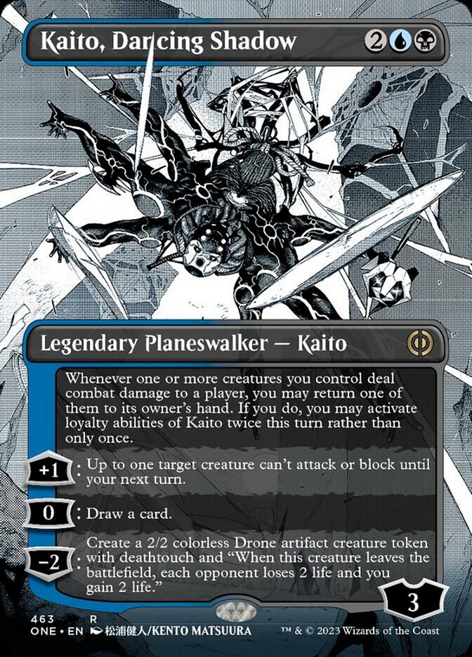 Kaito, Dancing Shadow (Borderless Manga Step-and-Compleat Foil) [Phyrexia: All Will Be One] | Magic Magpie