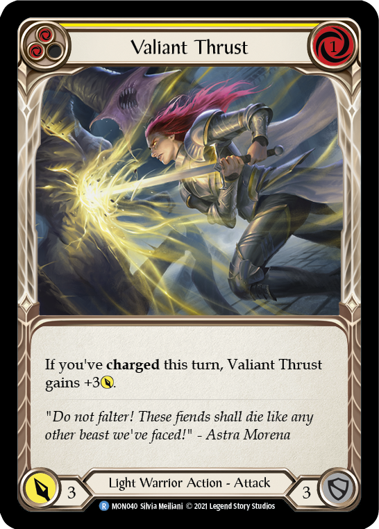Valiant Thrust (Yellow) [MON040] 1st Edition Normal | Magic Magpie